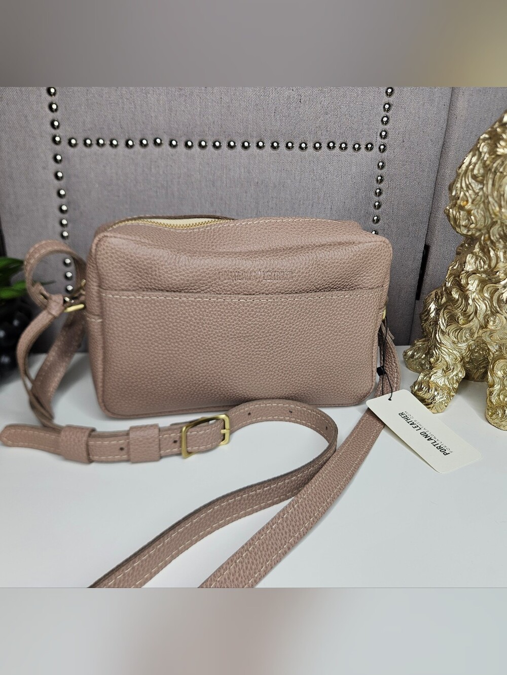 Portland Leather Goods Sparrow Taupe Large Camera Bag Purse